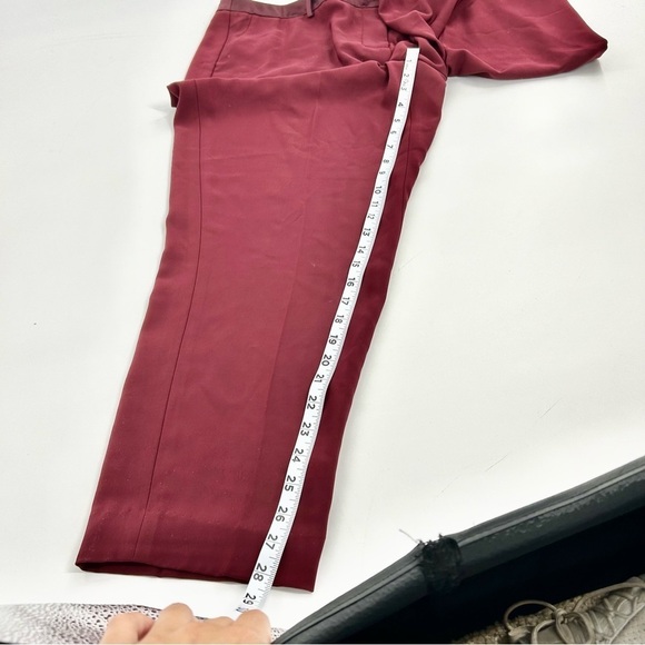 Sejour 16w Satin Trim Burgundy Ankle Pants Flat Front Trouser‎ Cropped Pants - Picture 10 of 11